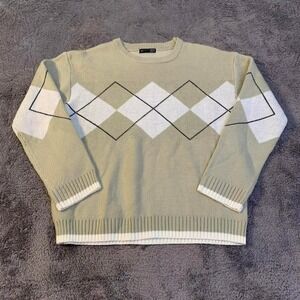 Classy Beige and Cream Dazy Knit Sweater with diamond pattern‎